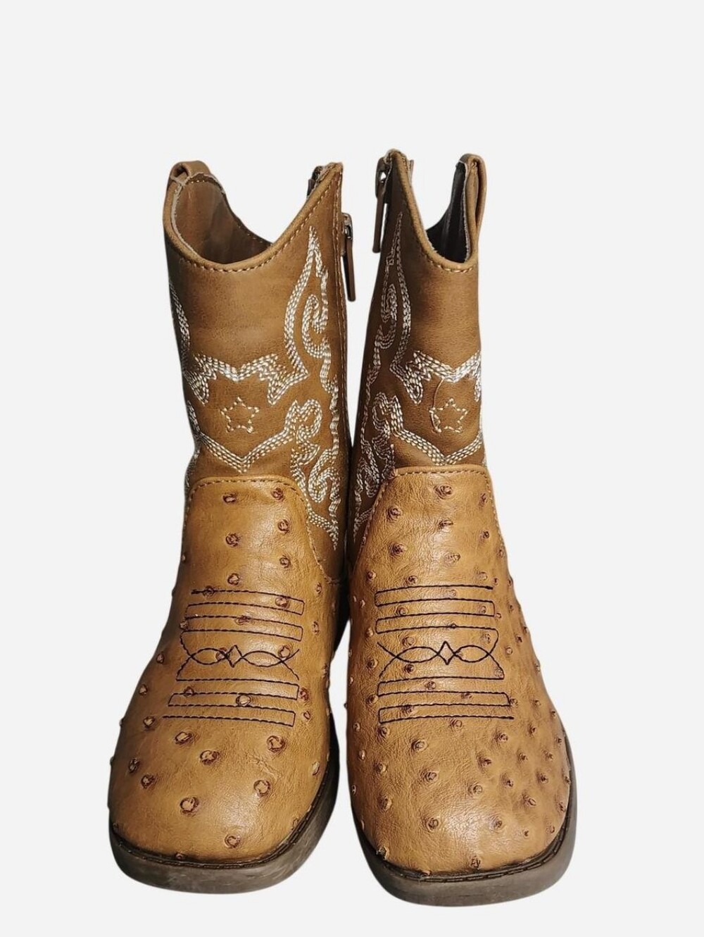 PAWZ Kids Tan Cowboy Boots with Stitch Detailing